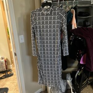 Geometric Pattern Long Sleeve Dress
